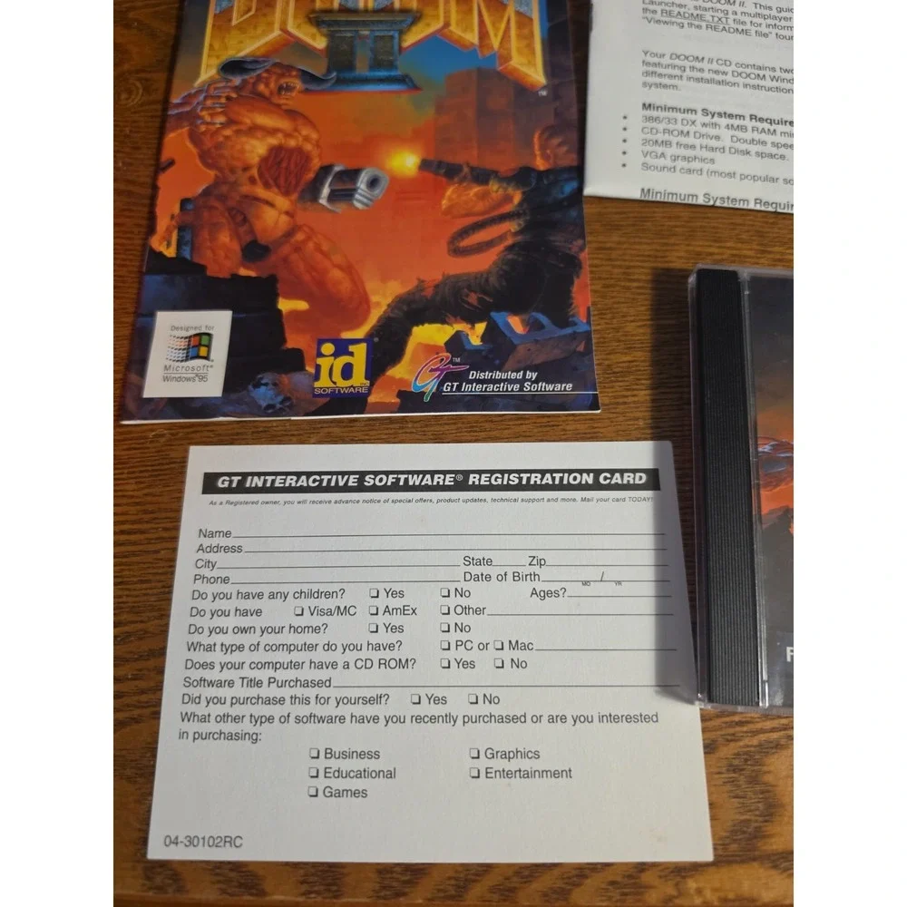 Doom II 2 PC Big Box Edition w/ Manual & Survival Guide CIB